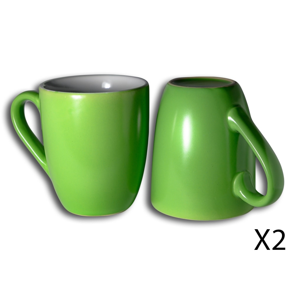 GREEN KITCHEN UTENSILS COFFEE TEA MUGS CUPS - FOOD NETWORK SQUARE MUGS -  SET 3