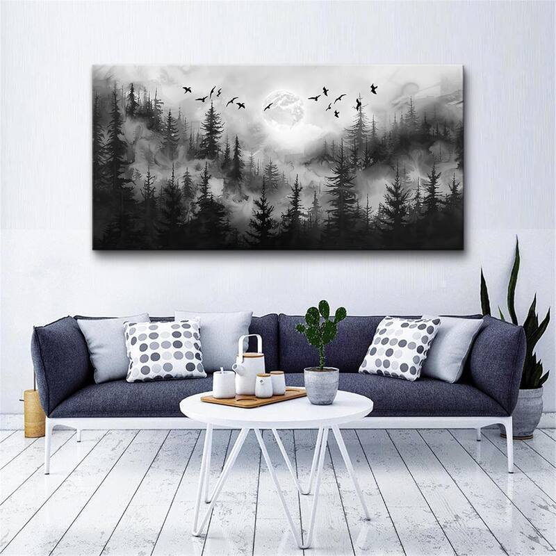 Modern Landscape Wall Art Canvas Prints Black And White Pictures