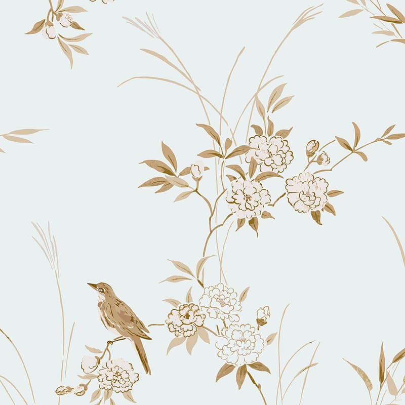 Shabby Chic by Rachel Ashwell Bird Chinoiserie Blue Gold Wallpaper