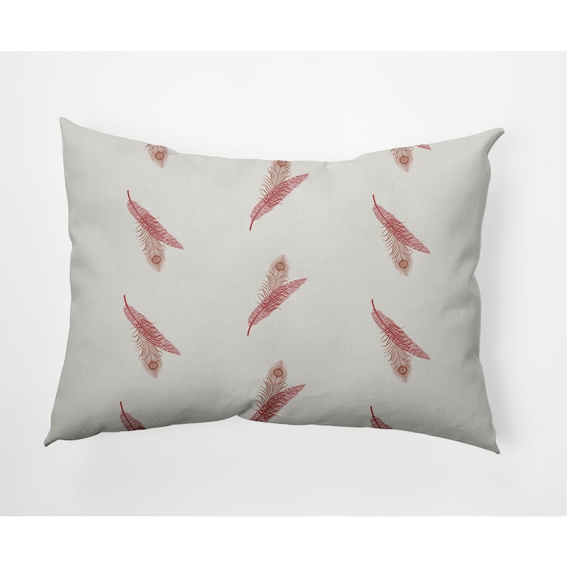 Feather Stripe Indoor/Outdoor Throw Pillow - Ligonberry Red - 14" x 20"