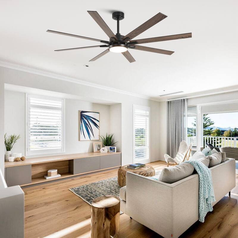 65 in. Integrated LED White Dimmable Ceiling Fan with Light and Remote - 65" D x 65" W x 13.4" H