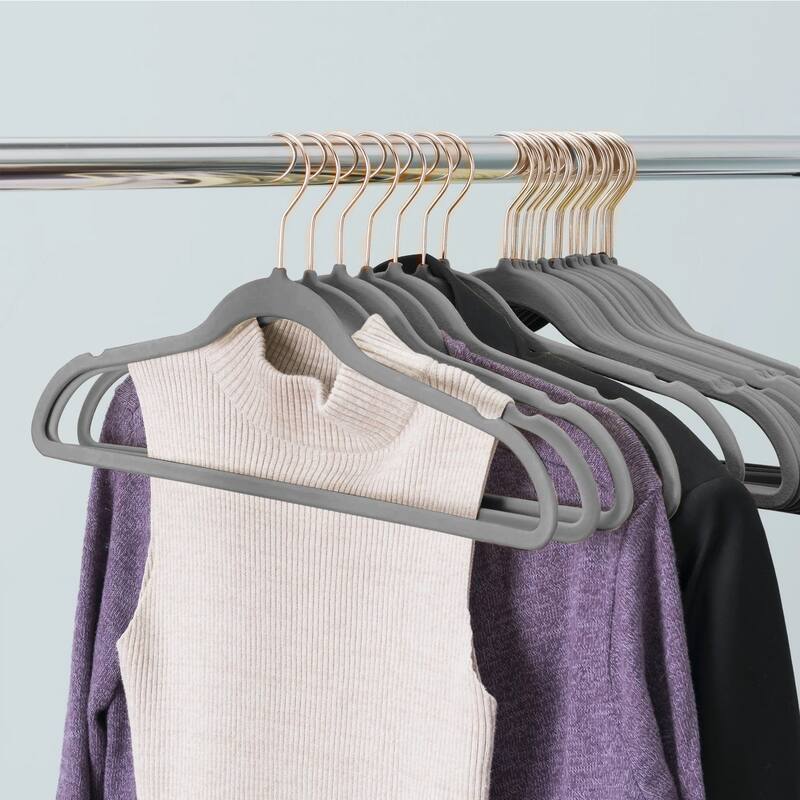VECELO Mackaylee Velvet Hangers, Non Slip Standard Clothes Hanger Set, Heavy Duty Ivory Hangers(30/50/60/100 Pack)
