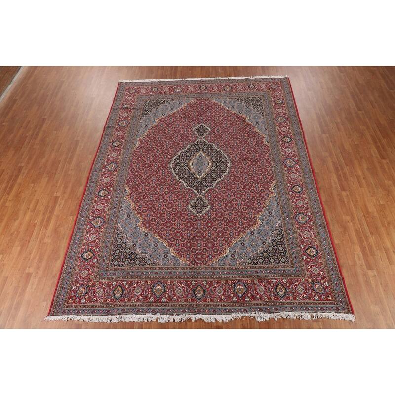 Red Geometric Tabriz Turkish Area Rug Machine Made Carpet - 9'7" x 12'7"