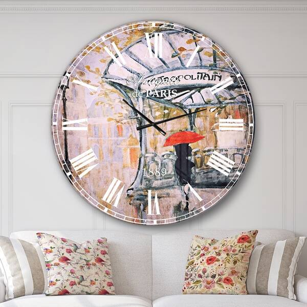 Designart 'Love in Paris IV' Romantic French Country Large Wall CLock Bed Bath & Beyond 26431368