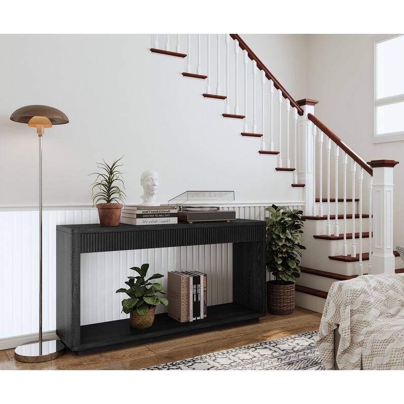 Modern 60-Inch Fluted Console Table with 2 Drawers for Living Room and Hallway Furniture Storage