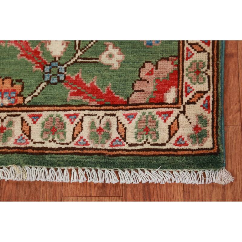 Green Floral Kazak Oriental Accent Foyer Rug Handmade Wool Carpet - 2'0"x 3'0"