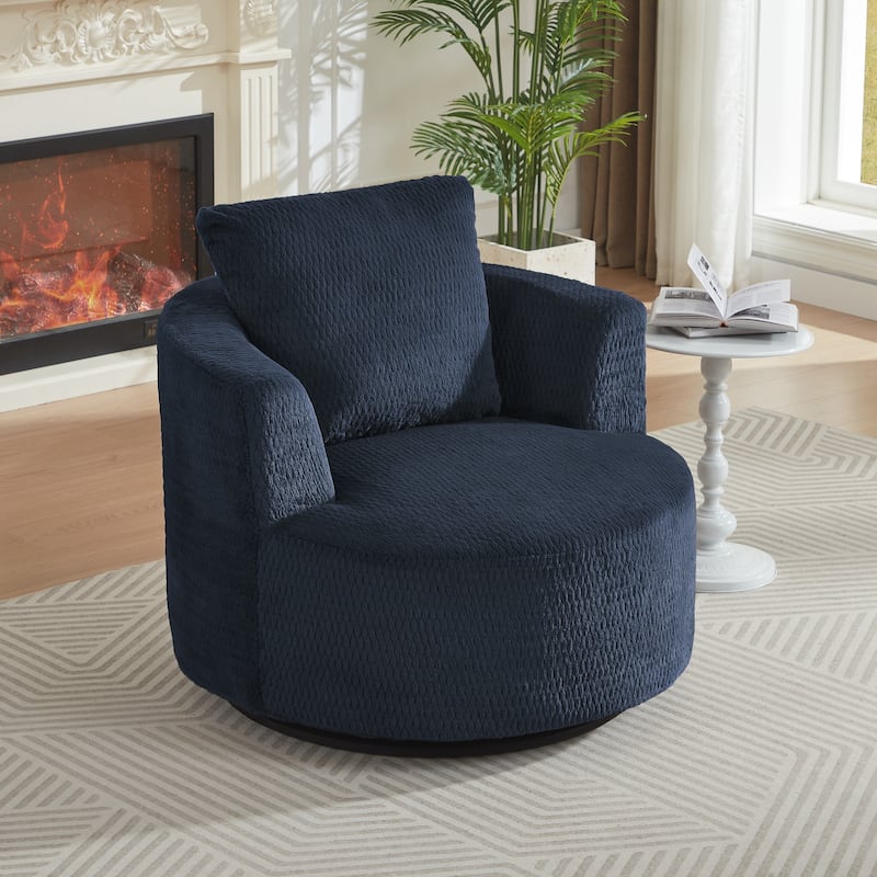 360° Swivel Accent Chair, Modern Comfort Seating for Living Room,Office,Apartment - Dark Blue