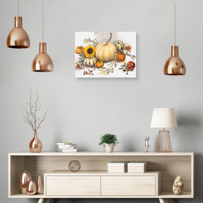 Pumpkin Valley White Canvas Art Print