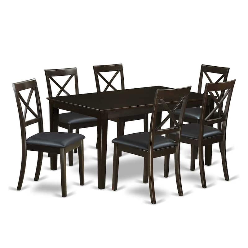 Modern Dining Set 7 Piece - Rectangle Table & 6 Chairs - Cappuccino Finish - HomeStock