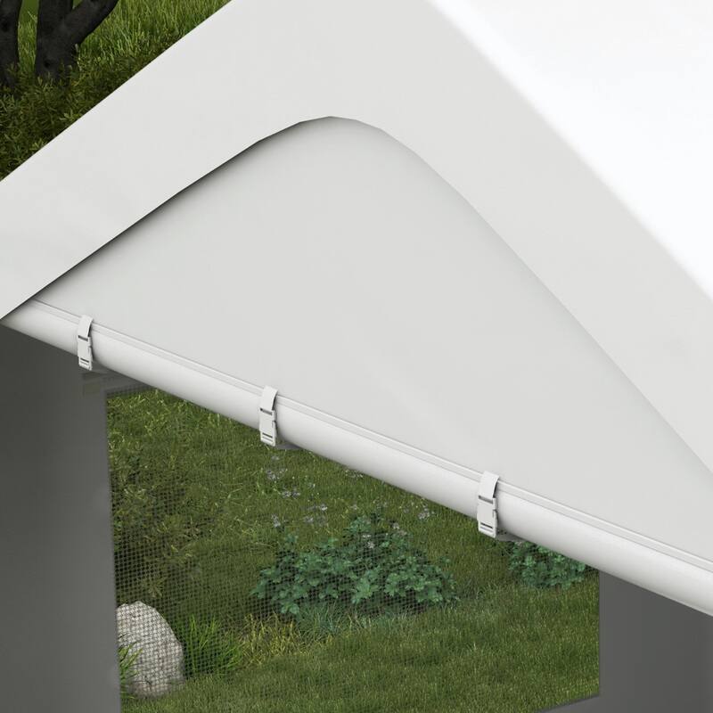 Outsunny Carport 10' x 19.5' Portable Garage, Heavy Duty Car Port Canopy with 2 Roll-up Doors & 4 Ventilated Windows
