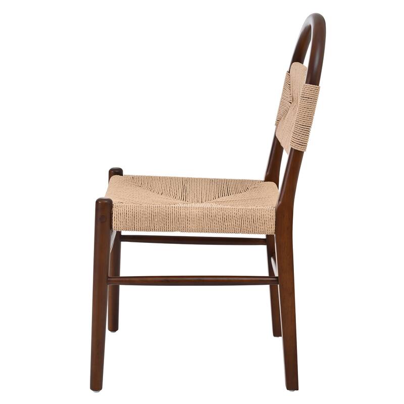 Christopher Knight Home - Modern Solid Ruberwood Dining Chair Set with Handwoven Paper Rope Seat and Back