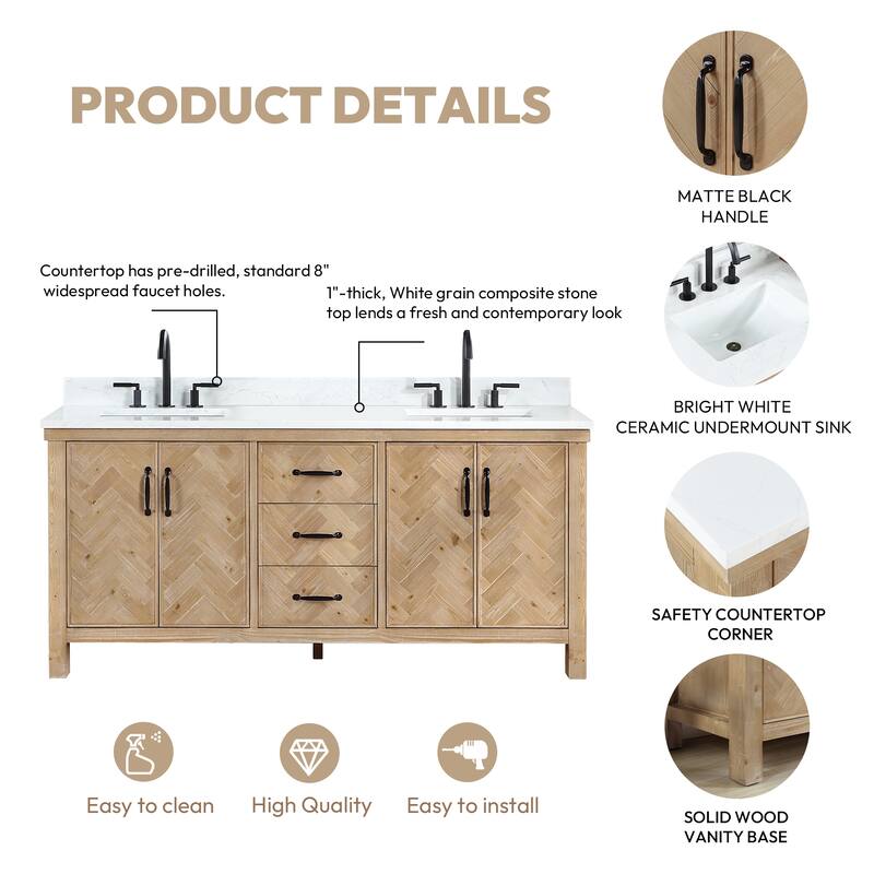 Javier Bath Vanity with Composite Stone Top and Mirror