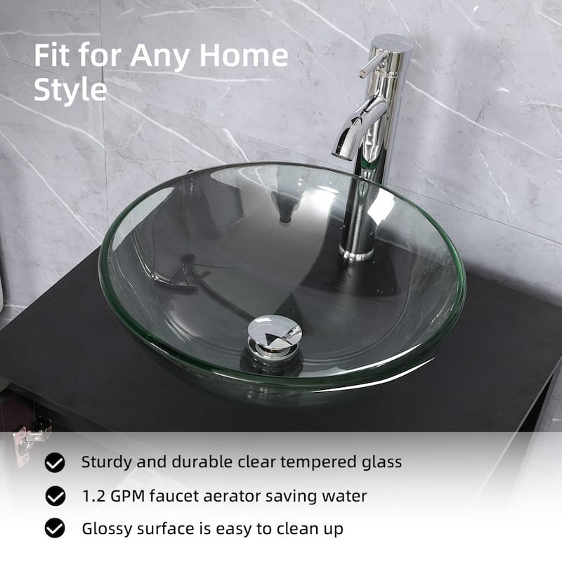 48" Bathroom Vanity Set Vessel Sink Mirror Faucet W/ Small Cabinet Combo