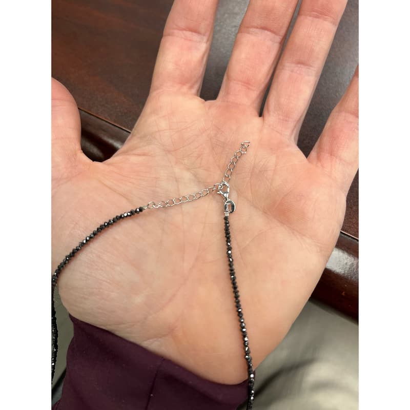 15Ct TW Black Diamond Necklace 16" With 2" Extended White Gold