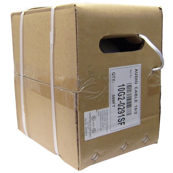 Offex Speaker Cable, White, Pure Copper, CM / Inwall rated, 12/2 (12 AWG 2 Conductor), 65 Strand / 0.16mm