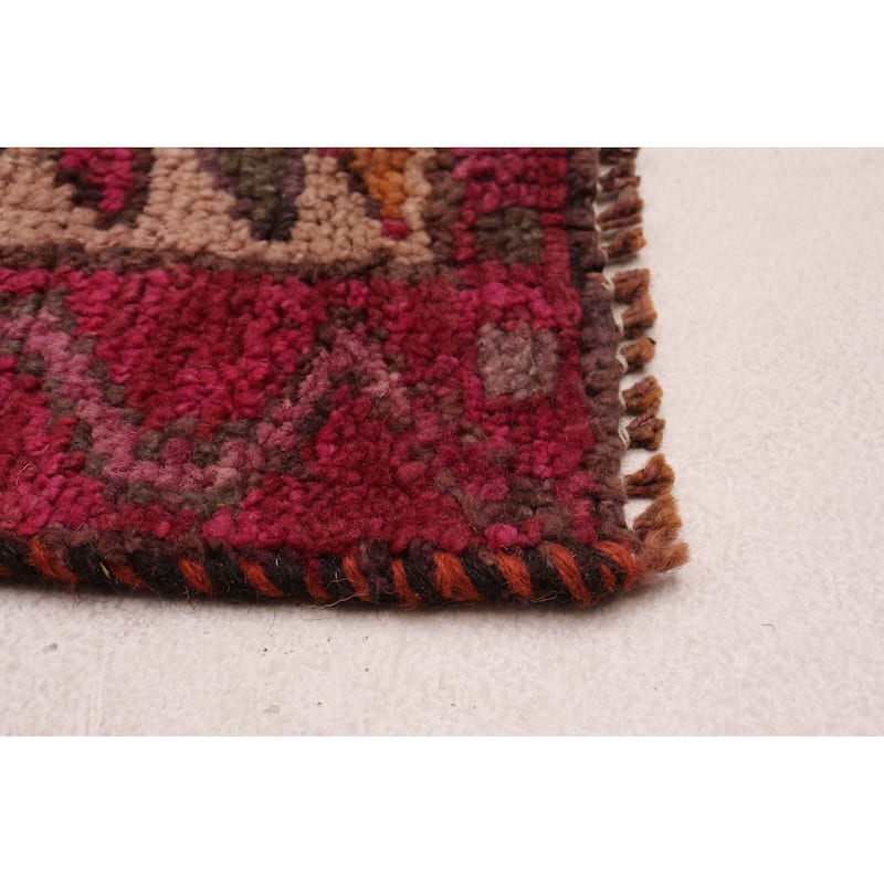 ECARPETGALLERY Hand-knotted Melis Vintage Dark Pink Wool Rug - 4'2 x 10'4
