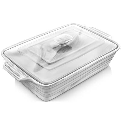 Large Casserole Dish with Lid, 4.4 Quart Ceramic Baking Dish for Oven, 13 x 9 Lasagna Pan Deep with Lid, Dishwasher Safe