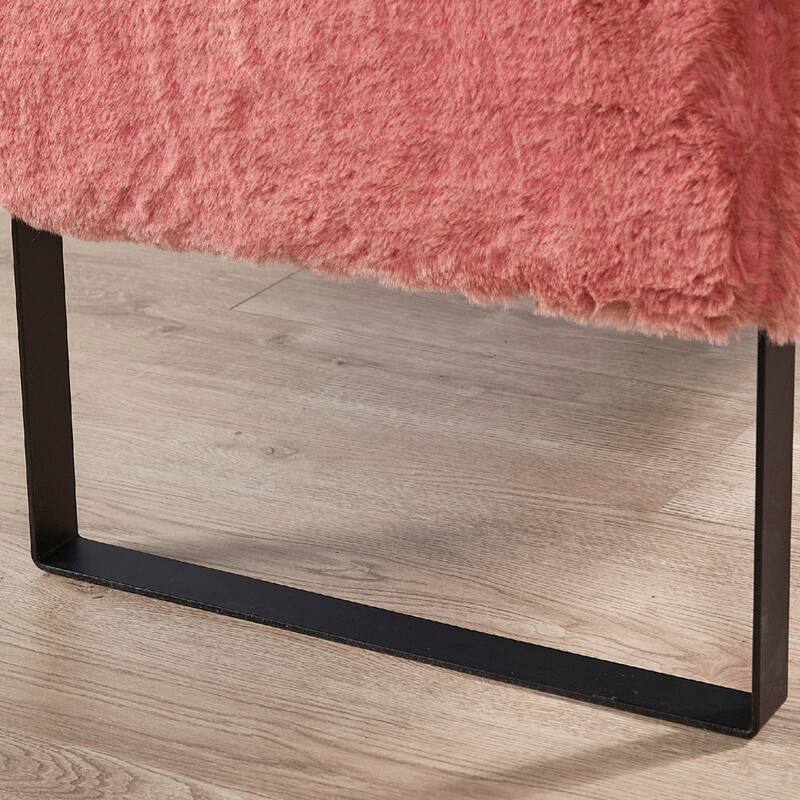 Heavy FauxFur Storage Ottoman with 2 Pillow Set