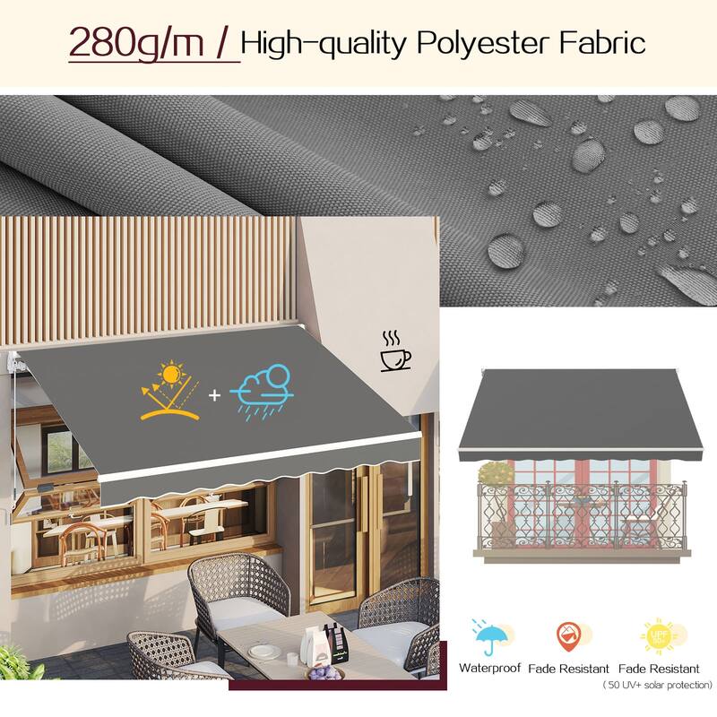 AECOJOY Manual Retractable Patio Awning Outdoor Sunshade Shelter (Cover Only)
