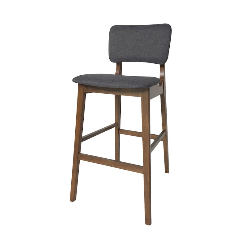 Modern Set of 2 Bar Stools with Padded Backrest, Upholstered Seat, Wooden Frame, Footrest, for Bar Dining Room Living Room