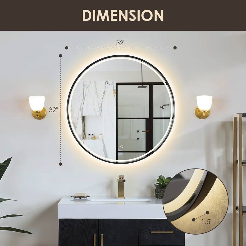 Altair Palme Round Framed Bathroom LED Lighted Wall Mirror