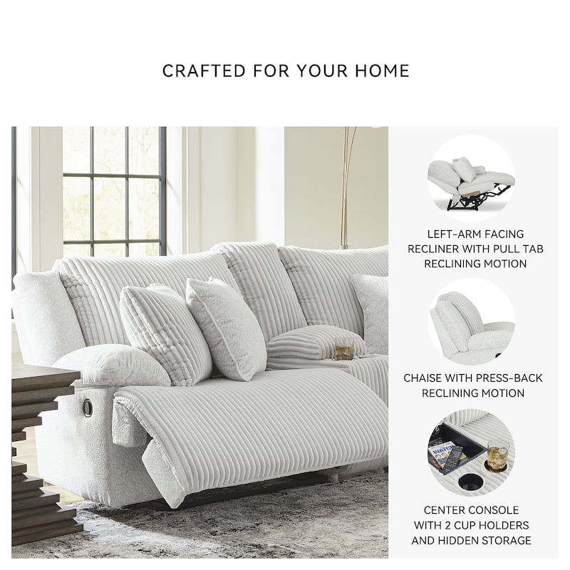 Signature Design by Ashley Top Tier 3-Piece Reclining Sectional with Chaise - 105"W x 74"D x 41"H