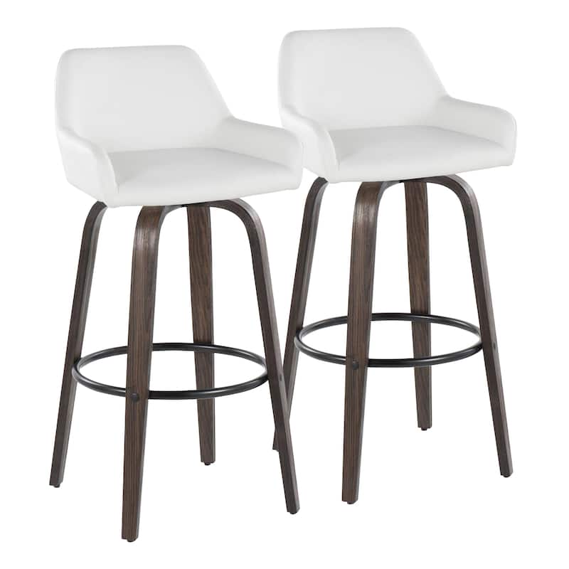 Porch & Den Galotti 30" Fixed-Height Bar Stool with Bent Wood Legs & Round Footrest (Set of 2)