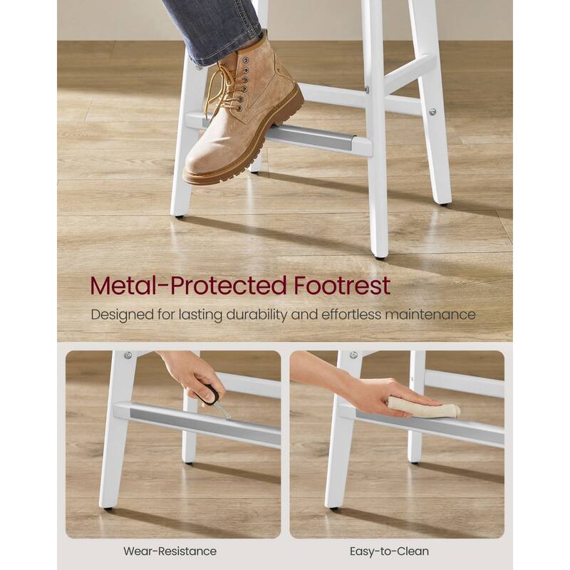 Set of 2 Counter Height Bar Stools Modern Kitchen Barstools with Backrest Perfect for Island or Counter - 12.6"D x 17.3"W x 26"H