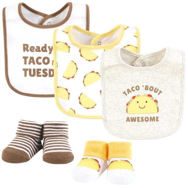 slide 1 of 1, Hudson Baby Cotton Bib and Sock Set, Taco Tuesday, One Size - Taco Tuesday - One Size One Size - Taco Tuesday