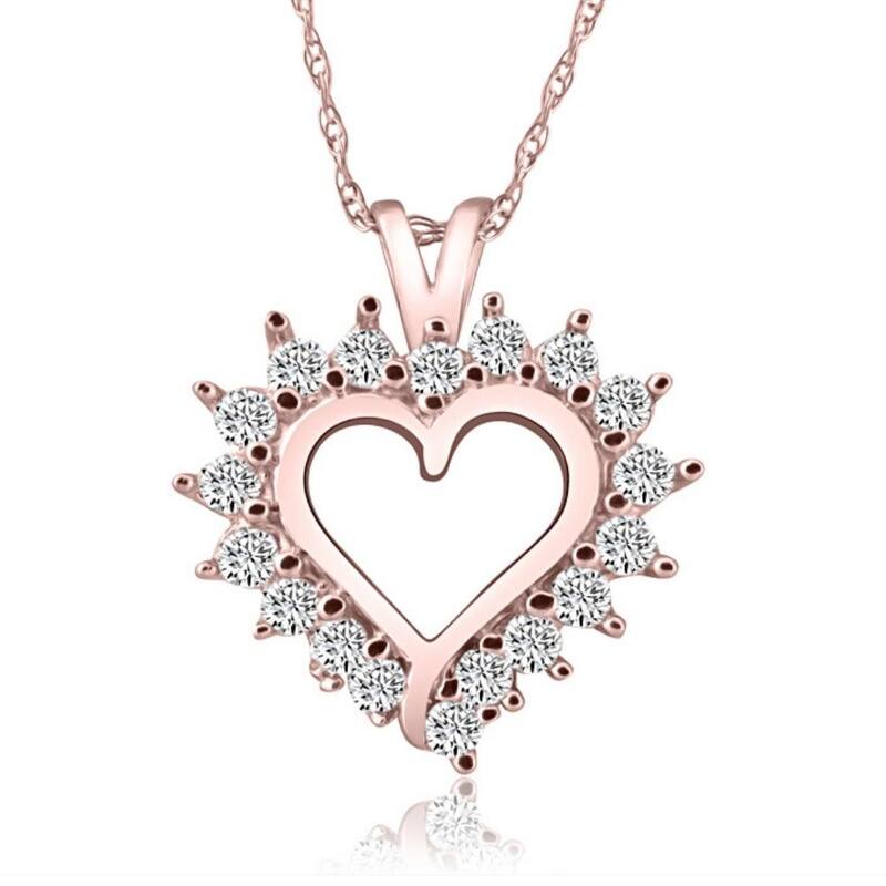 14k Yellow Gold 1/2 ct TDW Diamond Heart Pendant - White