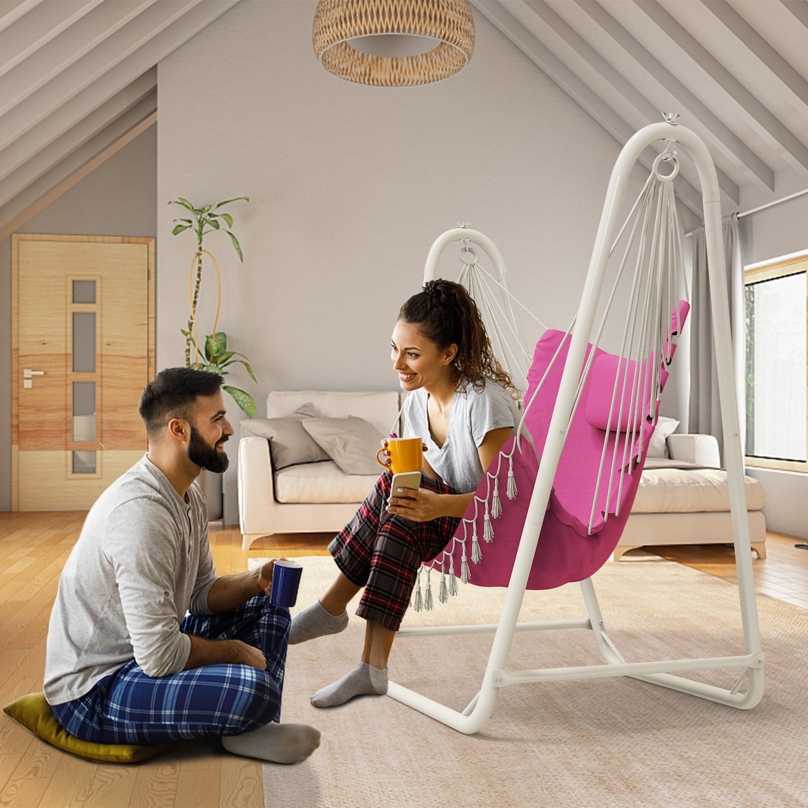 Hammock Chair with Stand Heavy Duty Hanging Chair with Stand for Indoor Outdoor Swing Chair with Stand Max Load 350 pounds Bed Bath Beyond 40411289