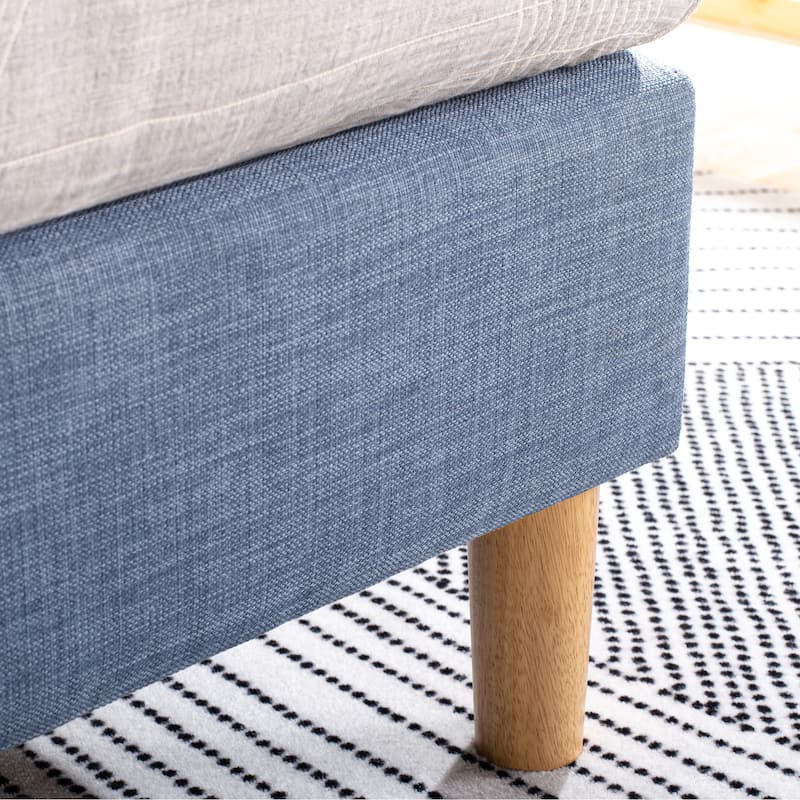 Priage by ZINUS Blue Slate Upholstered Square Platform Bed Frame