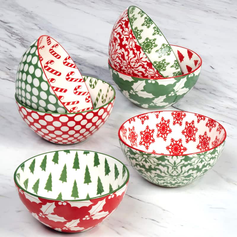 Certified International Winter Medley 30 oz. All Purpose Bowls, Set of 6 Assorted Designs - 30 oz.