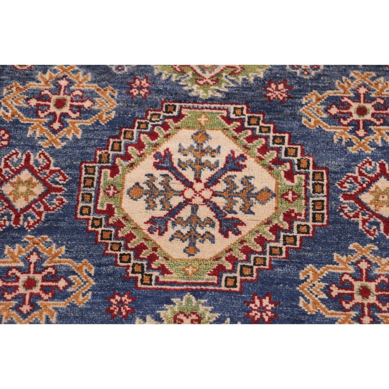 Tribal Kazak Cornelius Blue/Beige Wool Rug - 4'2'' x 6'0''