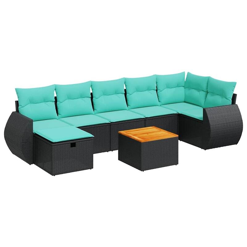 vidaXL Patio Sofa Set with Cushions Modular Lounge Set 8 Piece Poly Rattan - 21.7 x 24.4 x 27.2