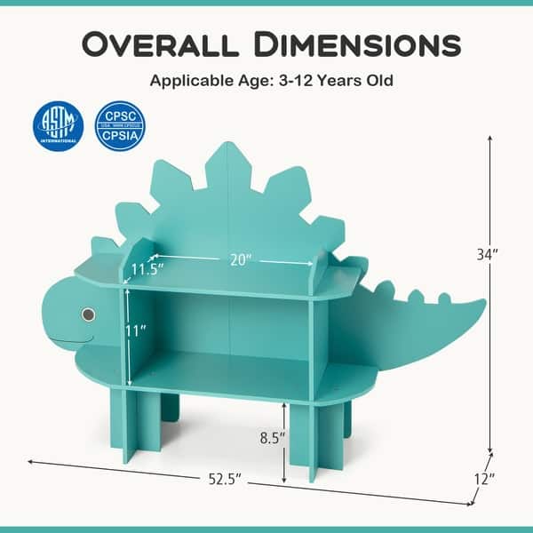 dimension image slide 0 of 5, Kids Bookcase Shelf Toy Storage Organizer with Open Storage Shelves