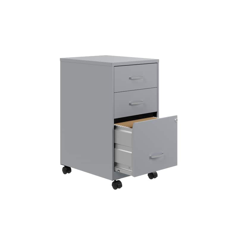 Space Solutions 18"Deep 3 Drawer Mobile Organizer Metal Cabinet, Black
