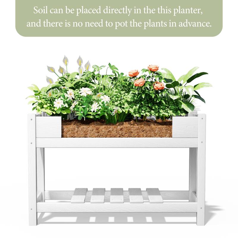 HDPE Double Layer Design Outdoor Planter With Wheels