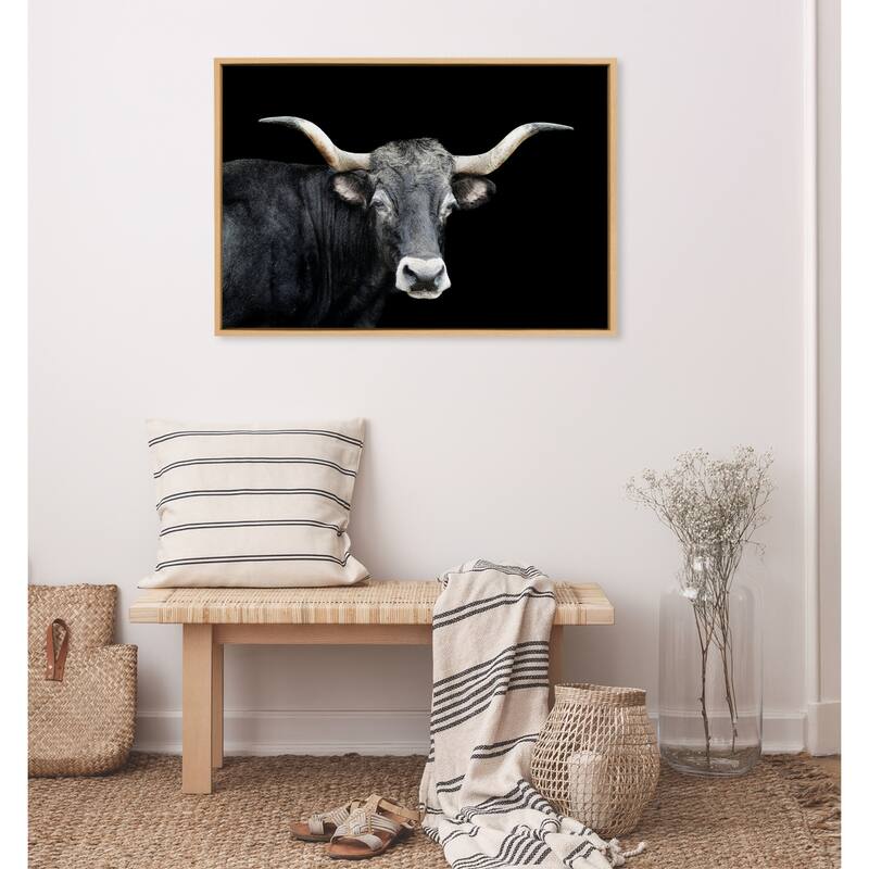 Kate and Laurel Sylvie Tudanca Cow Framed Canvas by Xyo