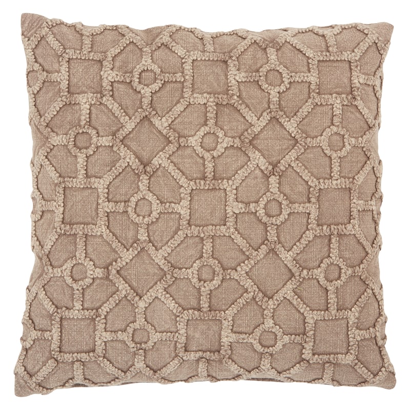 Espanola Trellis Throw Pillow - 18"X18" Cover Only - Taupe