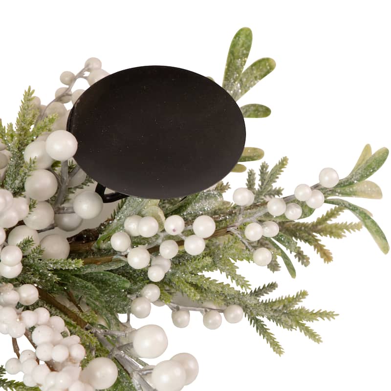 26" Triple Candle Holder with Frosted Foliage and Berries Christmas Decor
