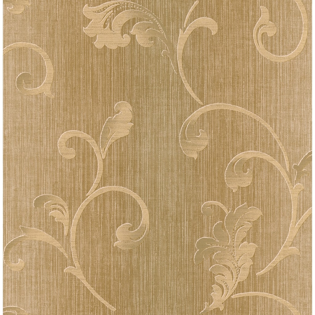 Seabrook Designs Elodie Leaf Scroll Unpasted Wallpaper
