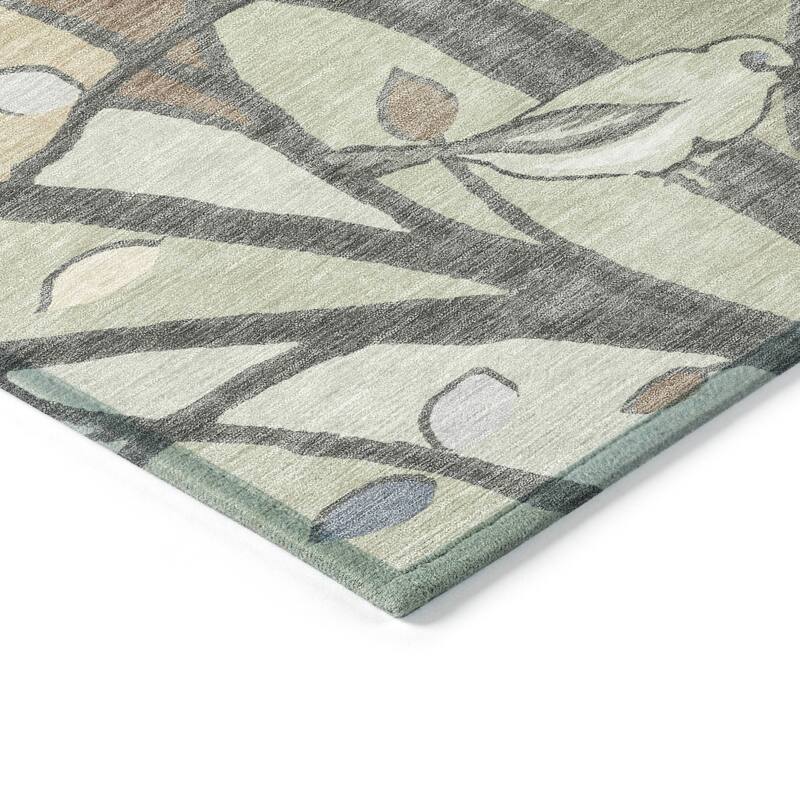 Machine Washable Indoor/ Outdoor Bird Mosaic Chantille Rug