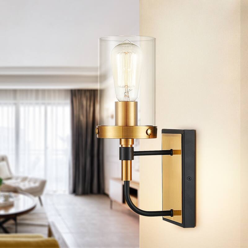 Light Society Emme 1-Light Vanity Light - Black/Brushed Brass