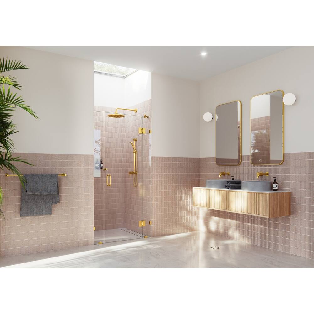 Glass Warehouse 39 in. W x 78 in. H Glass Hinged Pivot Frameless 3 Panel Inline Shower Door in
