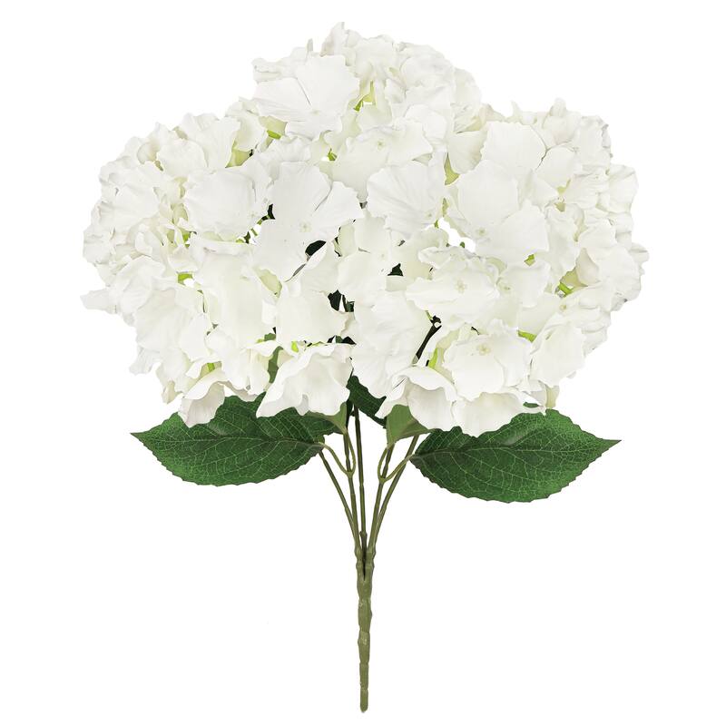 Set of 2 Cream White Artificial Hydrangea Flower Stem Bush Bouquet 19in - 19" L x 12" W x 12" DP