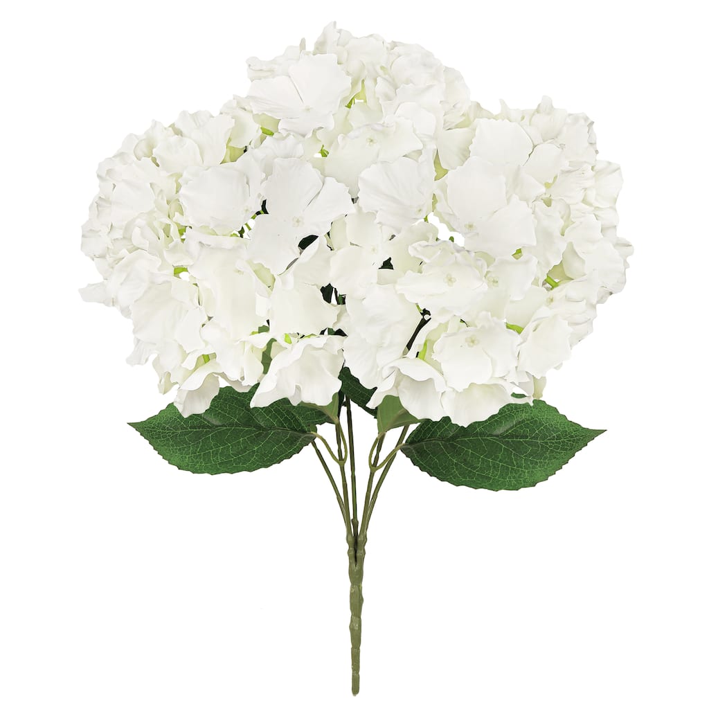 Set of 2 Cream White Artificial Hydrangea Flower Stem Bush Bouquet 19in - 19" L x 12" W x 12" DP