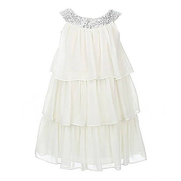 Shop Sweet Kids Girls Off White Sequined Neck Tiered Junior
