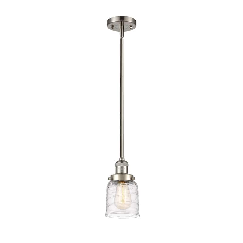 Innovations Lighting Franklin Restoration Bell - 1 Light 5" Stem Hung Mini Pendant - Deco Swirl/Brushed Satin Nickel
