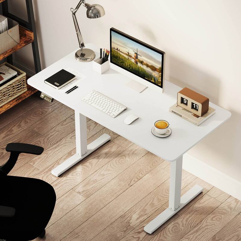 Costway 48” x 24” Electric Standing Desk with LED Display 2 Memory - White